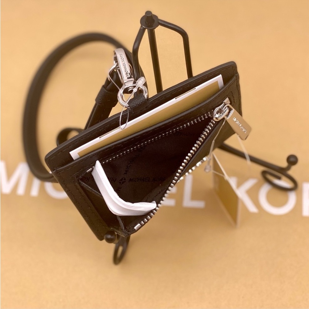 Michael Kors Black Card Holder Wallet Lanyard - Picture 4 of 10